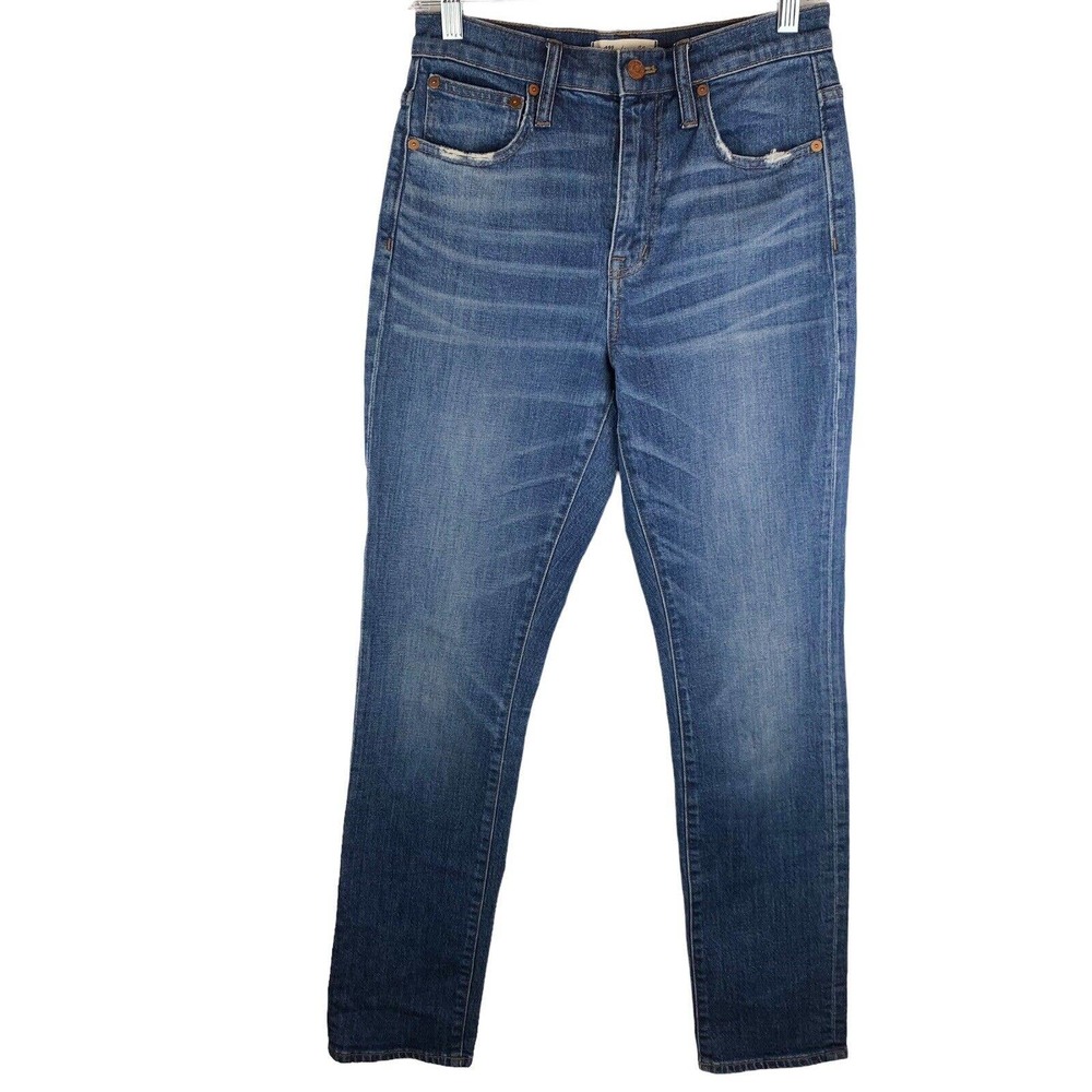 Madewell Women's Blue Jeans High Rise Slim Boyjean Size 25x30.5 Distressed
